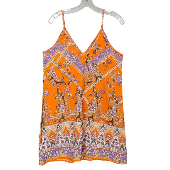 Shein Mini Dress Size Small Moroccan Print Orange and Purple Sleeveless Pullover - Picture 4 of 5